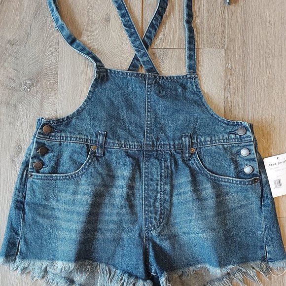 Free People Strappy Denim Shortall - Picture 3 of 13